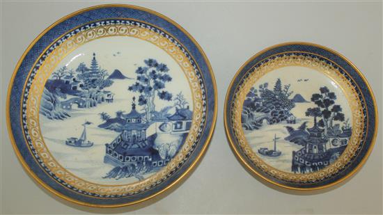 A Chinese export blue and white forty one piece tea set, Qianlong period,